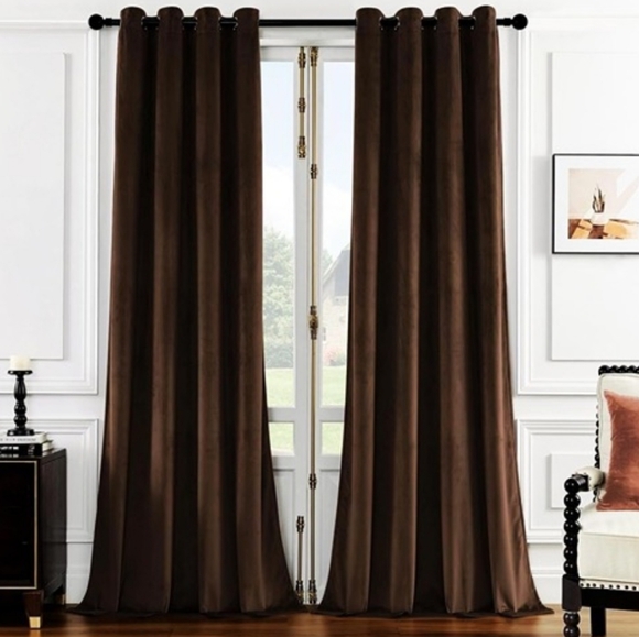 Smile Time Brown Velvet Curtains - Picture 1 of 3